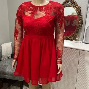 MISSGUIDED Red Lace Dress size US 16